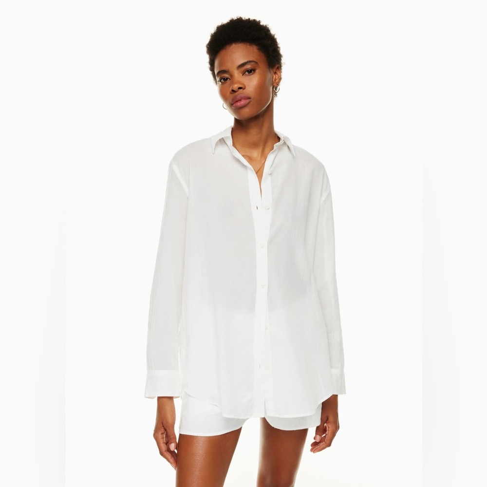 Aritzia Wilfred Free Sail Shirt in pink purple lilac